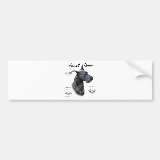 Blue Great Dane History Design Bumper Sticker (Front)