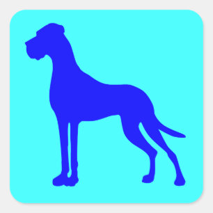 Blue Great Dane Square Sticker