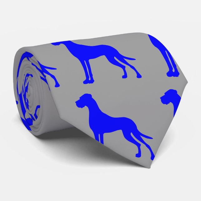 Blue Great Dane Tie (Rolled)