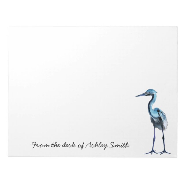 Blue Great Heron/Personalized Notepad (Front)
