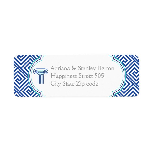 Blue Greek key and column Grecian wedding (Front)