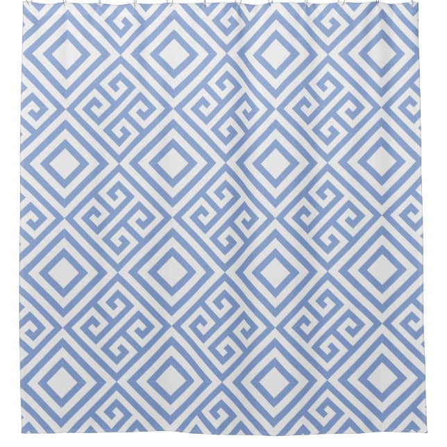 Blue Greek Key and Diamond Geometric Pattern (Front)