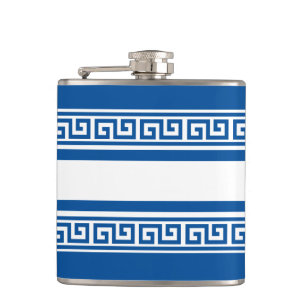 Blue Greek Key Flask