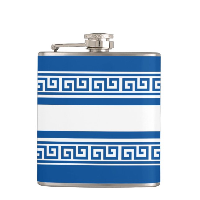 Blue Greek Key Flask (Front)