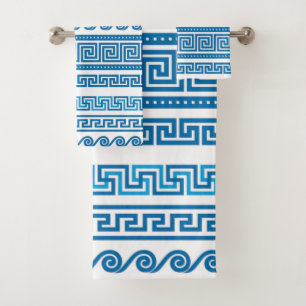 Blue Greek Key Guest Towels