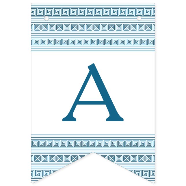 Blue Greek Toga Birthday Party with Stone Elements Bunting Flags (Third Flag)