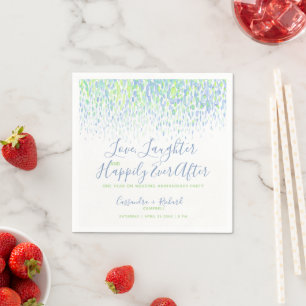 Blue green 1st year on custom wedding party napkin