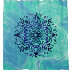 Blue Green Abstract Mandala Zen