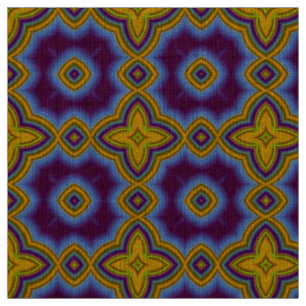 Blue & green abstract Moroccan geometric pattern Fabric