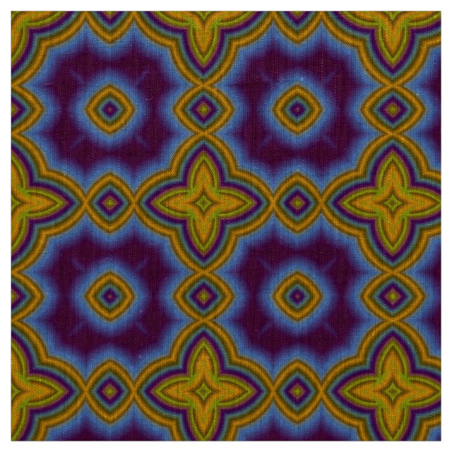 Blue & green abstract Moroccan geometric pattern Fabric (Swatch)