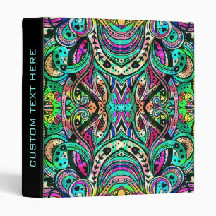 Blue-Green Abstract Ornate Swirls Large Print Binder