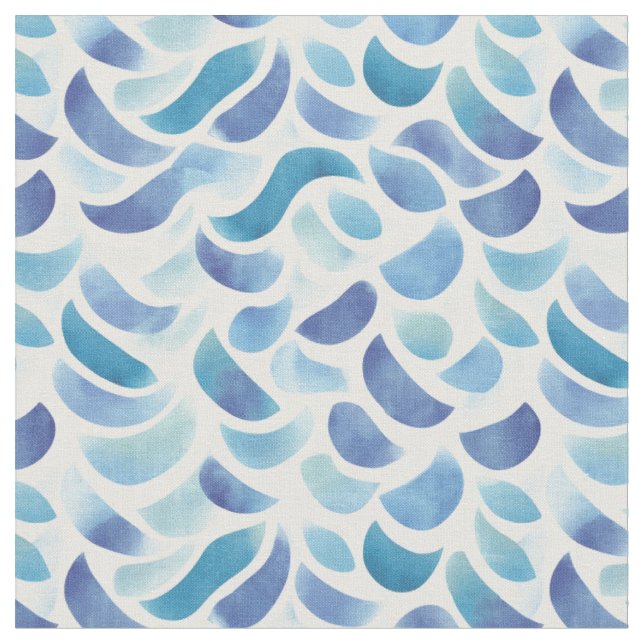 Blue & Green Abstract Patterns on White Fabric (Close Up)