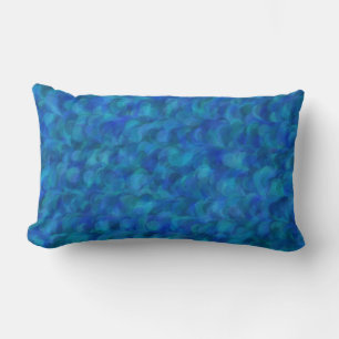 Blue Green Abstract Seamless Pattern Lumbar Pillow