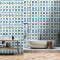 Blue Green Abstract Tile Pattern
