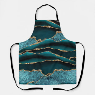 BLUE GREEN AGATE GOLD GLITTER GLAM APRON