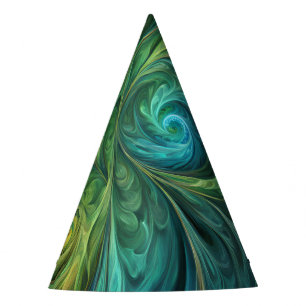 Blue Green AI Fractal Pattern Party Hat