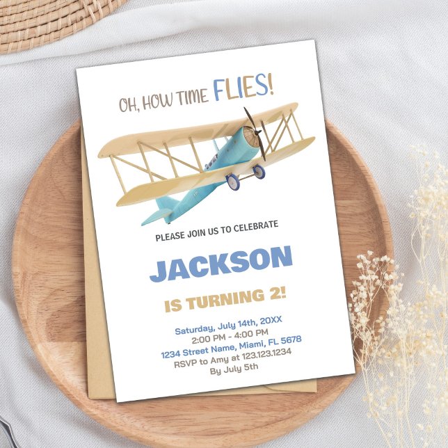 Blue Green Airplane Birthday Invitations (Blue Green Airplane Birthday Invitations)