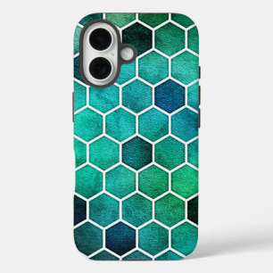 Blue, Green and Aqua Hexagonal Phone Cover