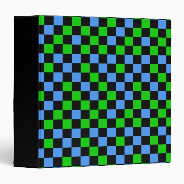 Blue Green And Black Chequered Pattern  Binder (Front/Spine)