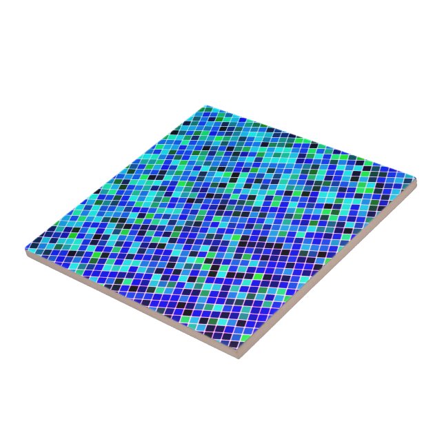 Blue Green and Black Mosaic Squares - Beautiful Tile (Side)