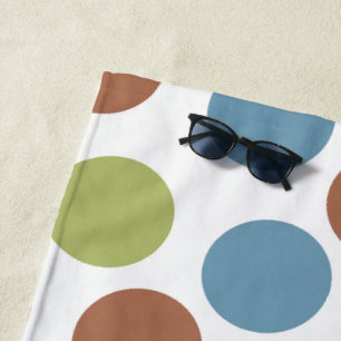 Blue, Green, and Brown Dots Beach Towel