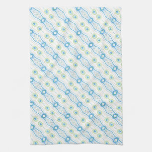 Blue Green and Gold Patterned Kitchen Towel