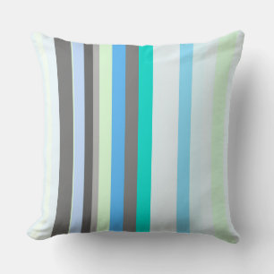 Blue, green and grey Abstract Stripes Throw Pillow