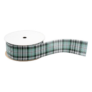 Blue Green and Grey tartan Print Grosgrain Ribbon