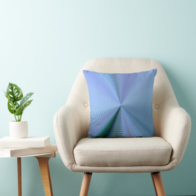 Blue Green and Lavender Chimerical Abstract Floral Throw Pillow (Chair)