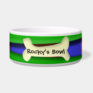 Blue, green and orange 3D effect dog's bowl