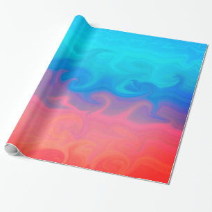 Blue Green and Orange Abstract Design Pattern Wrapping Paper