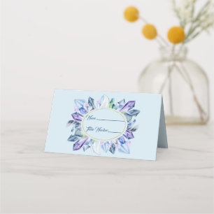 Blue Green and Purple Crystals Place Name Card