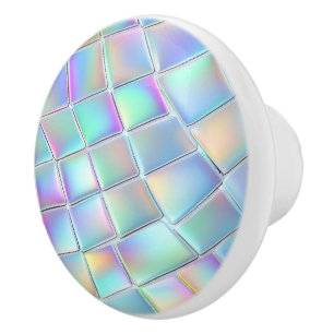 Blue, Green and Purple Holographic Pattern Ceramic Knob