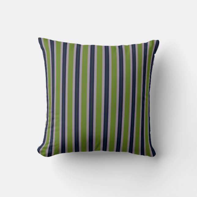 Blue, Green and Purple Stripes Throw Pillow (Front)