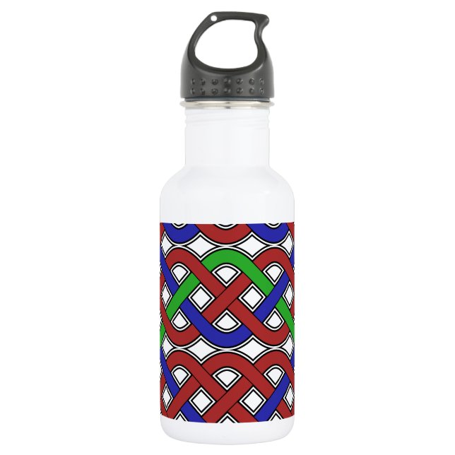Blue, Green and Red Celtic Knots 532 Ml Water Bottle (Front)
