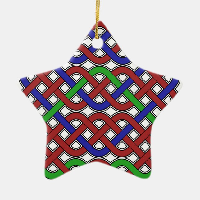 Blue, Green and Red Celtic Knots Ceramic Ornament (Front)