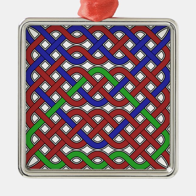 Blue, Green and Red Celtic Knots Metal Ornament (Front)