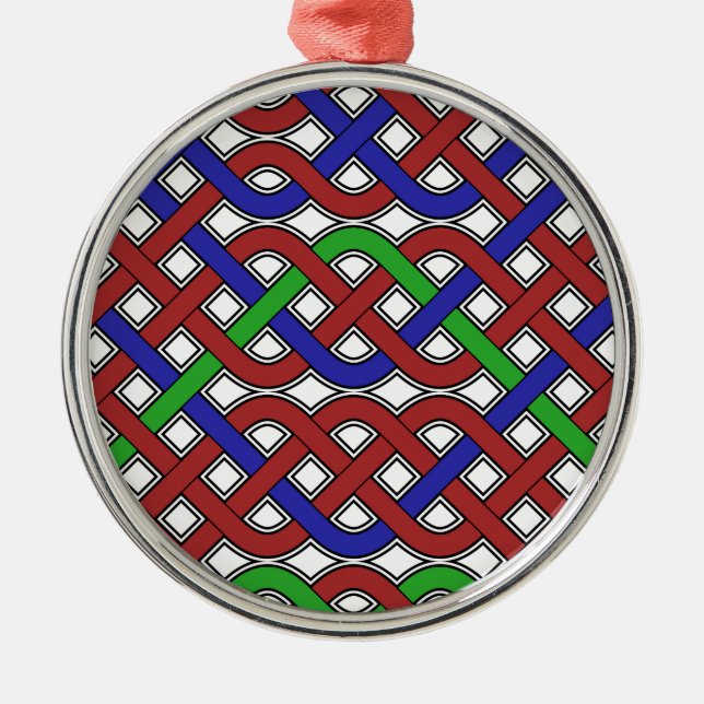 Blue, Green and Red Celtic Knots Metal Ornament (Front)