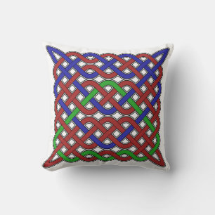 Blue, Green and Red Celtic Knots Throw Pillow