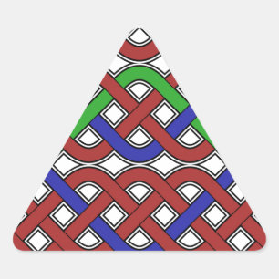 Blue, Green and Red Celtic Knots Triangle Sticker