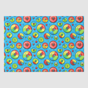 Blue, Green and Red Disc Golf Themed Birthday Tissue Paper