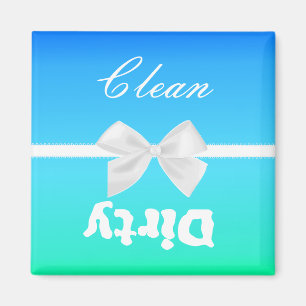 Blue, Green and White Clean-Dirty Kitchen Magnet
