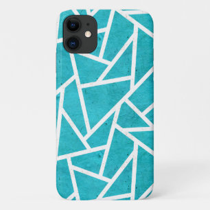 Blue-green and white mosaic pattern iPhone 11 case