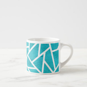 Blue-green and white mosaic pattern espresso cup