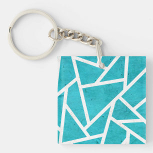 Blue-green and white mosaic pattern keychain