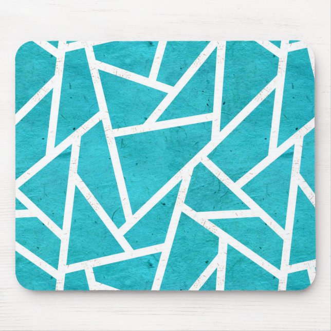 Blue-green and white mosaic pattern mouse pad (Front)