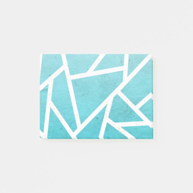 Blue-green and white mosaic pattern post-it notes (Front)
