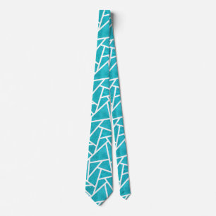 Blue-green and white mosaic pattern tie