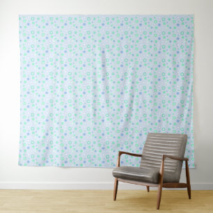 Blue Green and White Pastel Polka Dots Tapestry