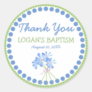Blue, Green and White Personalized Baptism Sticker